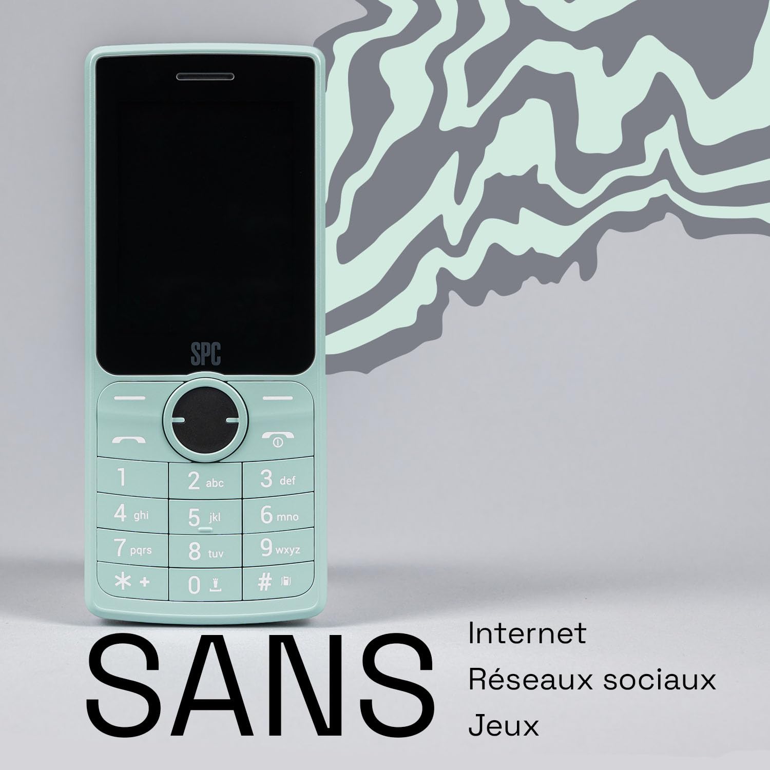 SPC Wild Cool - Téléphone Basique pour déconnexion/1er Mobile, Menthe | Sans applis ni réseaux sociaux, 4G, radio FM, appareil photo, connectivité Bluetooth, écran 2,4" et prise pour écouteurs