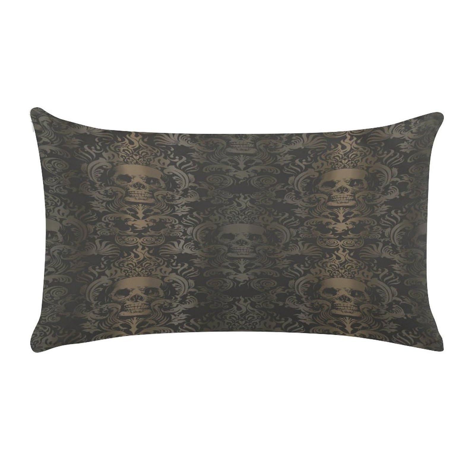 VstaDank Gothic Wallpaper Skull Pillow Cover Pillowcase for All Seasons Short Plush Body Pillow Case Soft Cozy Fuzzy Lumbar Long Pillow Cover for Bed Sofa Bench 20 X 12 Inches