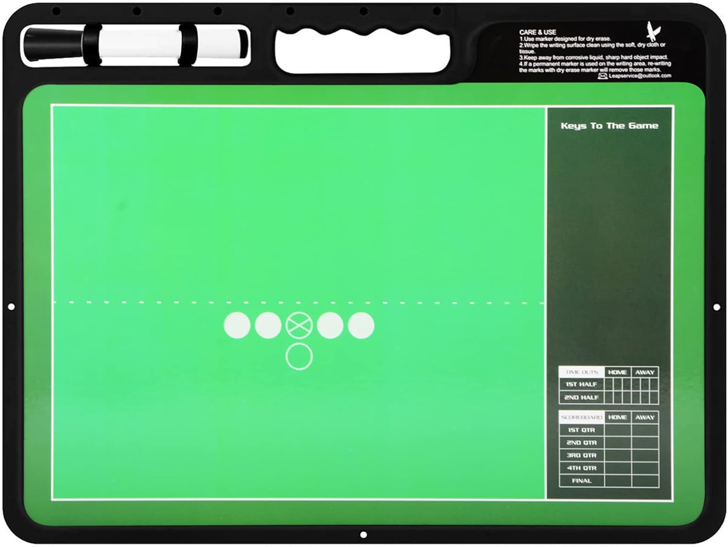 LEAP Coach Board Premium Tactical Clipboard Two Sides with Full & Half Court Dry Erase Marker Board for Basketball, Baseball, Soccer, Football, Hockey