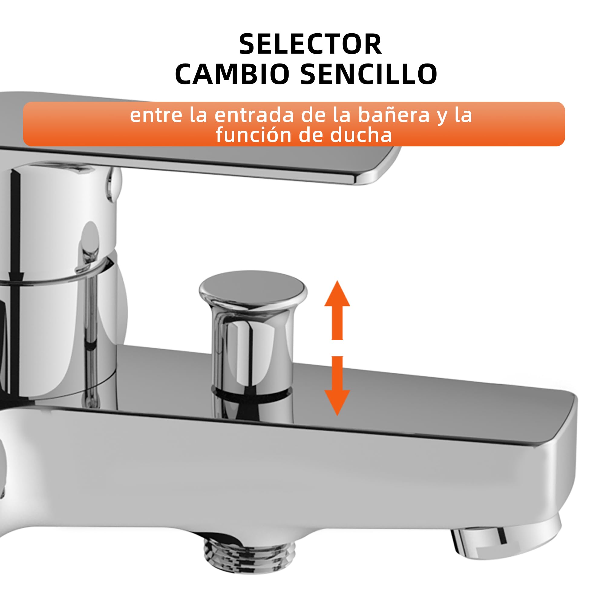 BELZ Grifo Bañera Latón Macizo Inversor Automático Antirretorno Con Ducha | Latón macizo·inversor baño/ducha·válvula retorno·ducha de mano·conectores S·monomando·cepillado