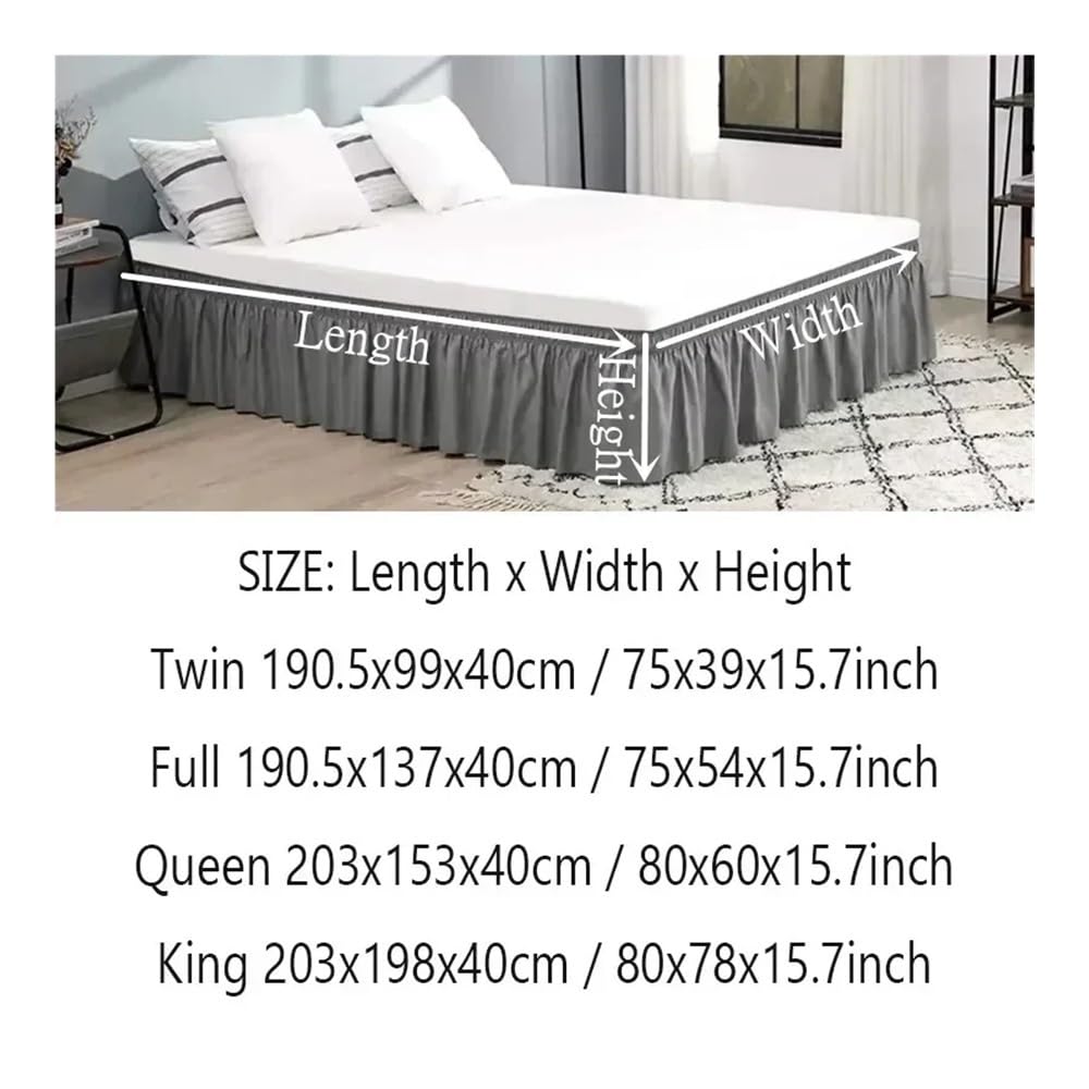 Letto matrimoniale, matrimoniale, matrimoniale, queen-size, con balze, con elastico regolabile, 40 cm, altezza Jupe de Lit(caffè scuro, Twin 190,5 x 99 x 40 cm)