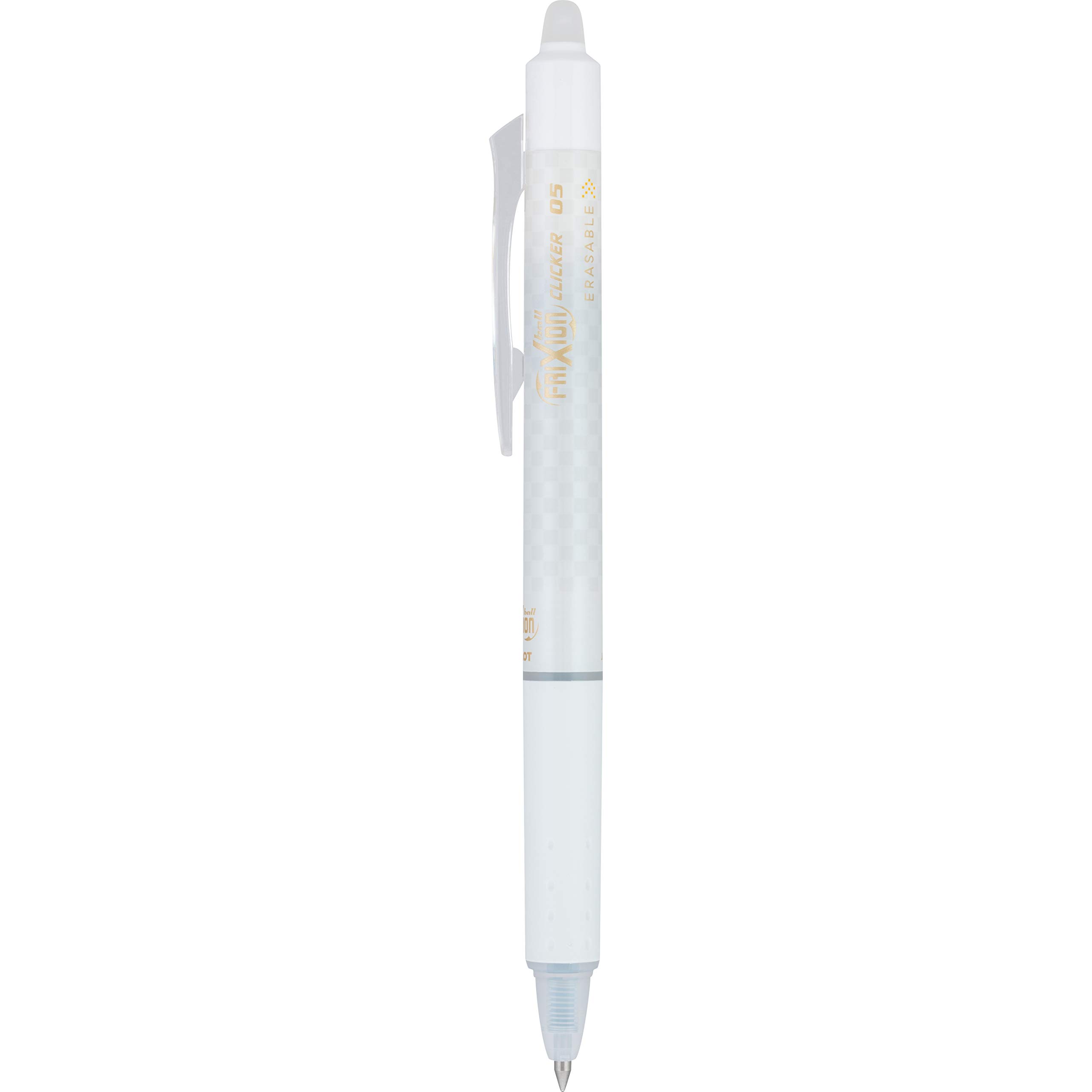 Pilot FriXion Clicker Dots 12885 Lot de 14 stylos effaçables, pointe extra fine, corps blanc, encre noire