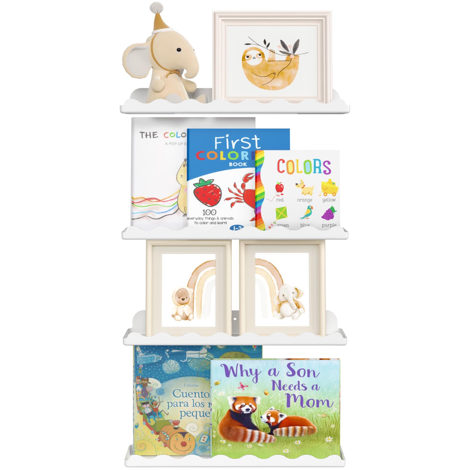 Lifewit Kunststoff Kinder Bücherregal 4er Set, 38 cm Hängeregal für Wandmontage, Kinderzimmer, Bücher, Hängende Regale für Baby/Kleinkind/Kinder im Schlafzimmer, Wohnzimmer Dekoration, Weiß