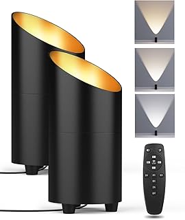 Paquete de 2 luces LED para interiores con control remoto y temporizador, 3 temperaturas de color, foco regulable para esquina sofá, planta, iluminación de decoración del hogar, cable de