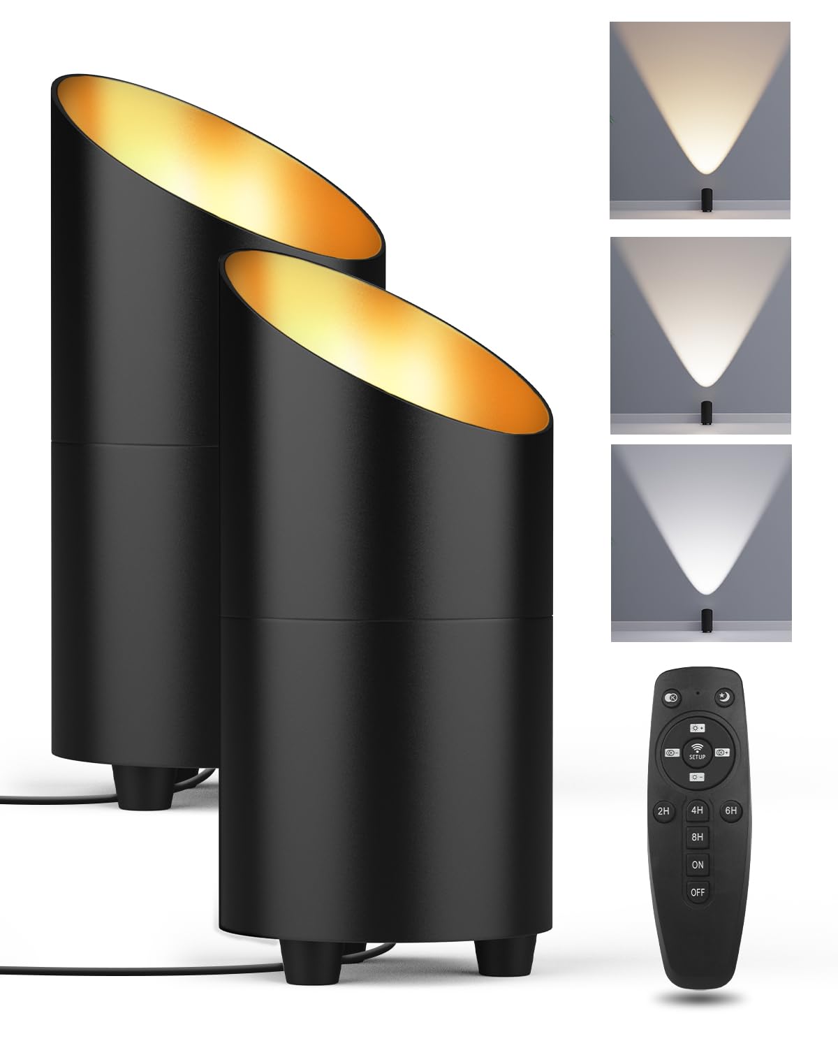 Photo 1 of Abovizo 2 Pack LED Uplights with Remote & Timer - Black