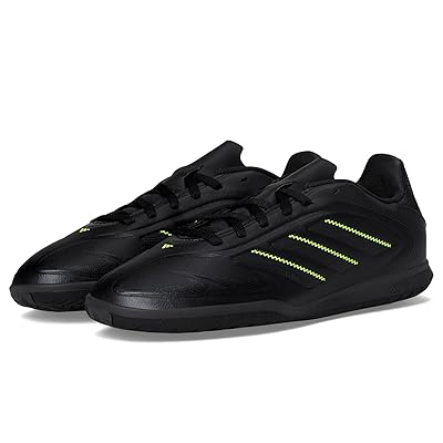 adidas Kids Copa Club Pure 3 Indoor Cleats (Little Kid/Big Kid) Kids Shoes Black/Solid Grey/Lucid Lemon