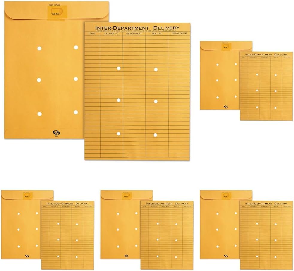 Quality Park 10 x 13 Interoffice Envelopes, with Reusable Redi-Tac Self Seal Closure, for Interoffice Mail, Heavyweight 32 lb Brown Kraft, 100 per Box