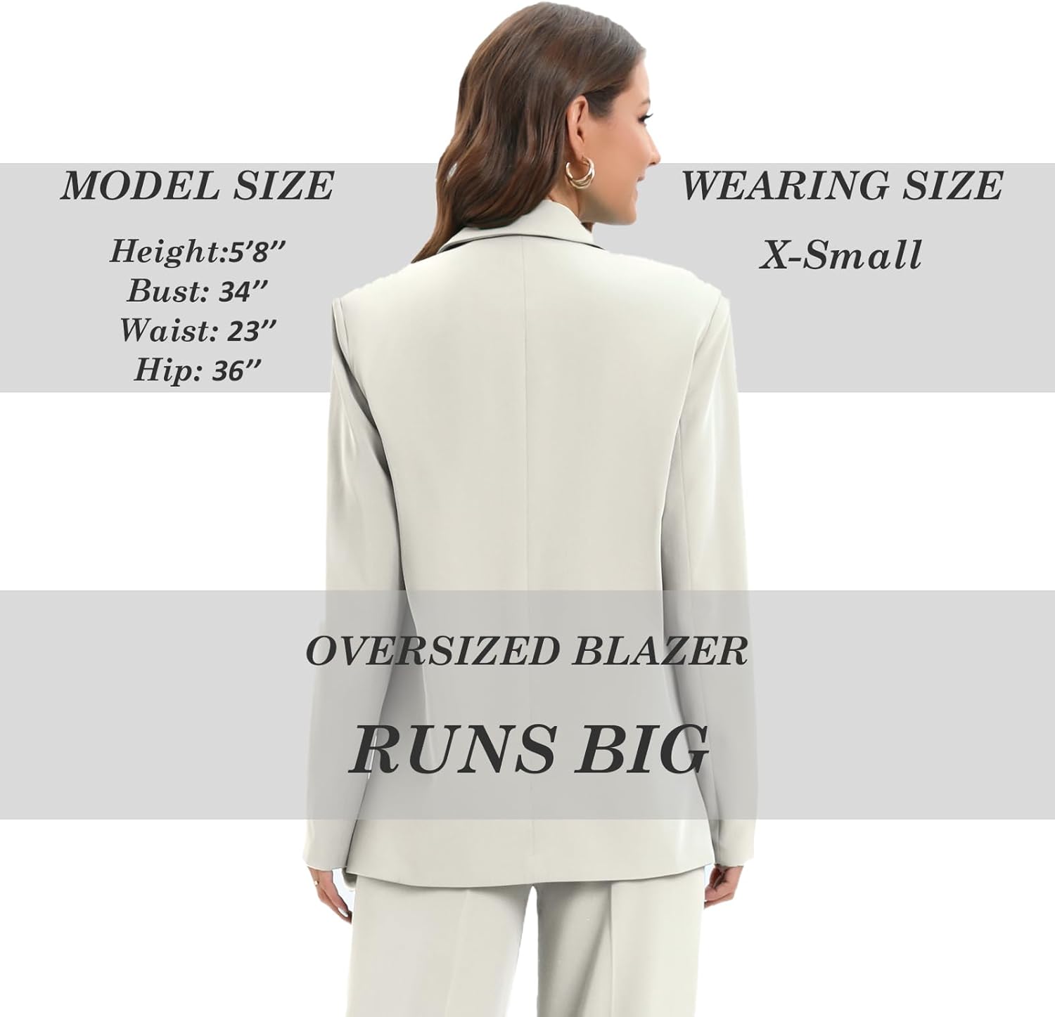 TRNY Women's Oversized Double-Breasted Suit Blazer Jacket Long Sleeve Casual Boyfriend Style Work Office Blazer with Pockets - Image 2