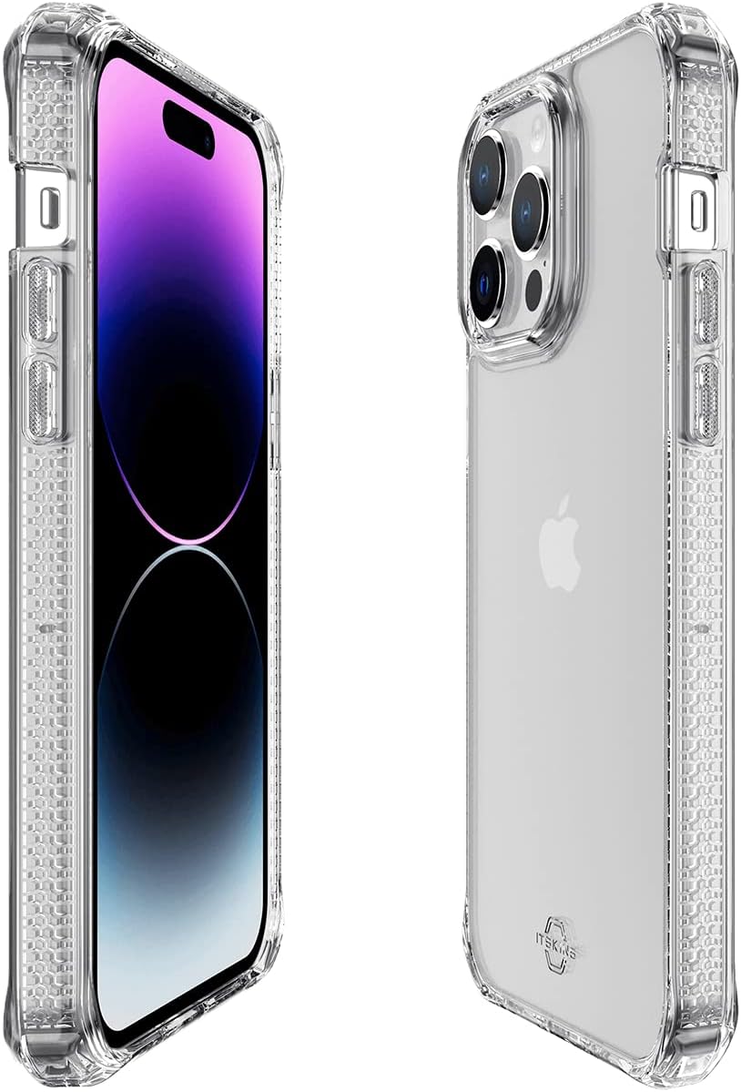 ITSKINS Hybrid R // Clear Protective Phone Case Compatible with iPhone 14 Pro, Slim Hybrid Case, Anti-Yellowing, and Heavy Duty Shockproof Cover, Military Phone Case - Transparent