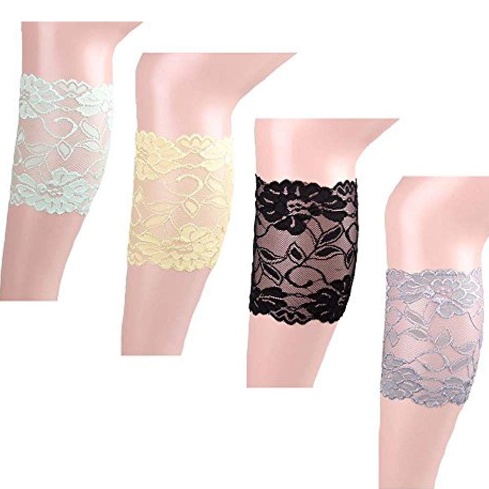 Flyou4 Pair Stretch Lace Floral Boot Leg Cuffs Soft Laced Boot Socks for women