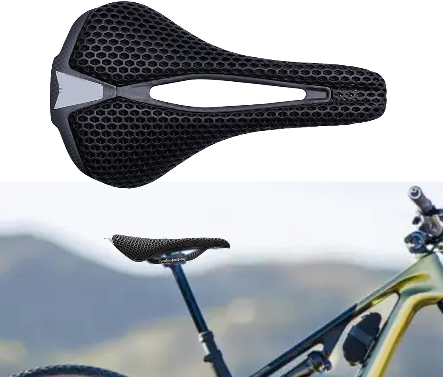 Sella Bicicletta 3D Stampata in Fibra di Carbonio - Leggera con Ammortizzazione per Bici da Corsa e MTB