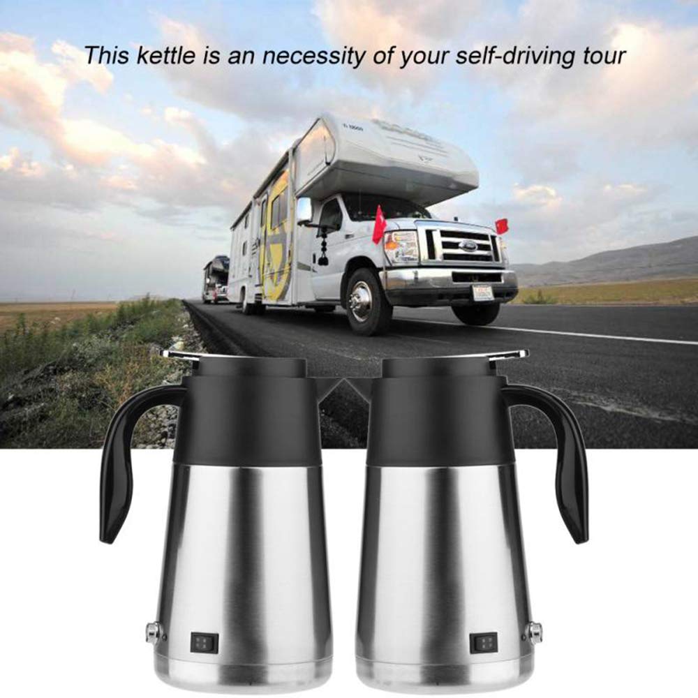 Portátil de 1300 ml de Coche Calentador de Agua Calentador de Agua Acero Inoxidable Taza de calefacción eléctrica Botella de ebullición para Viajes