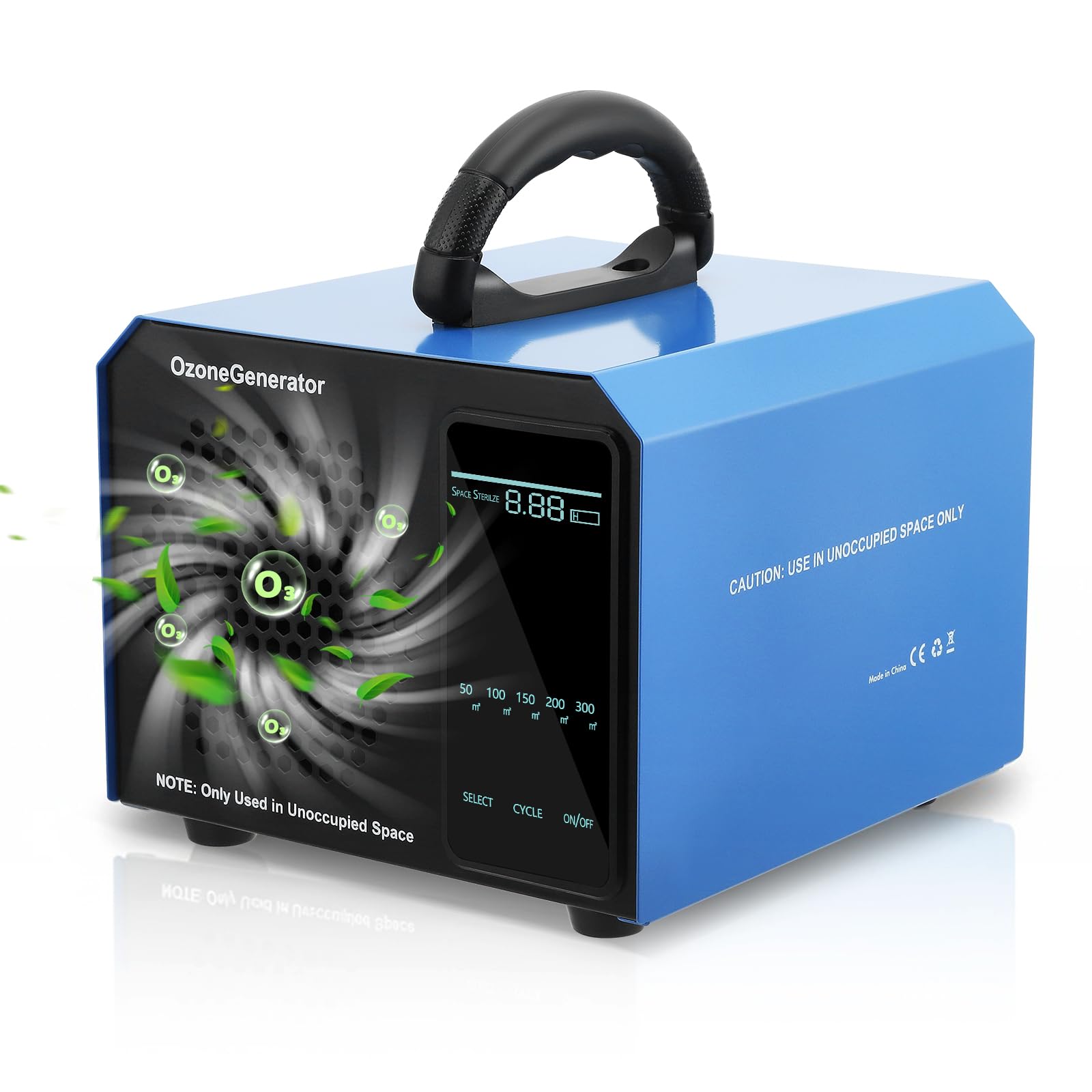 Generatore di ozono 60000 mg/h, dispositivo di ozono fino a 400 m², ozonizzatore industriale con touchscreen LCD e modalità superficie, timer 120 minuti, purificatore d'aria per auto, appartamento