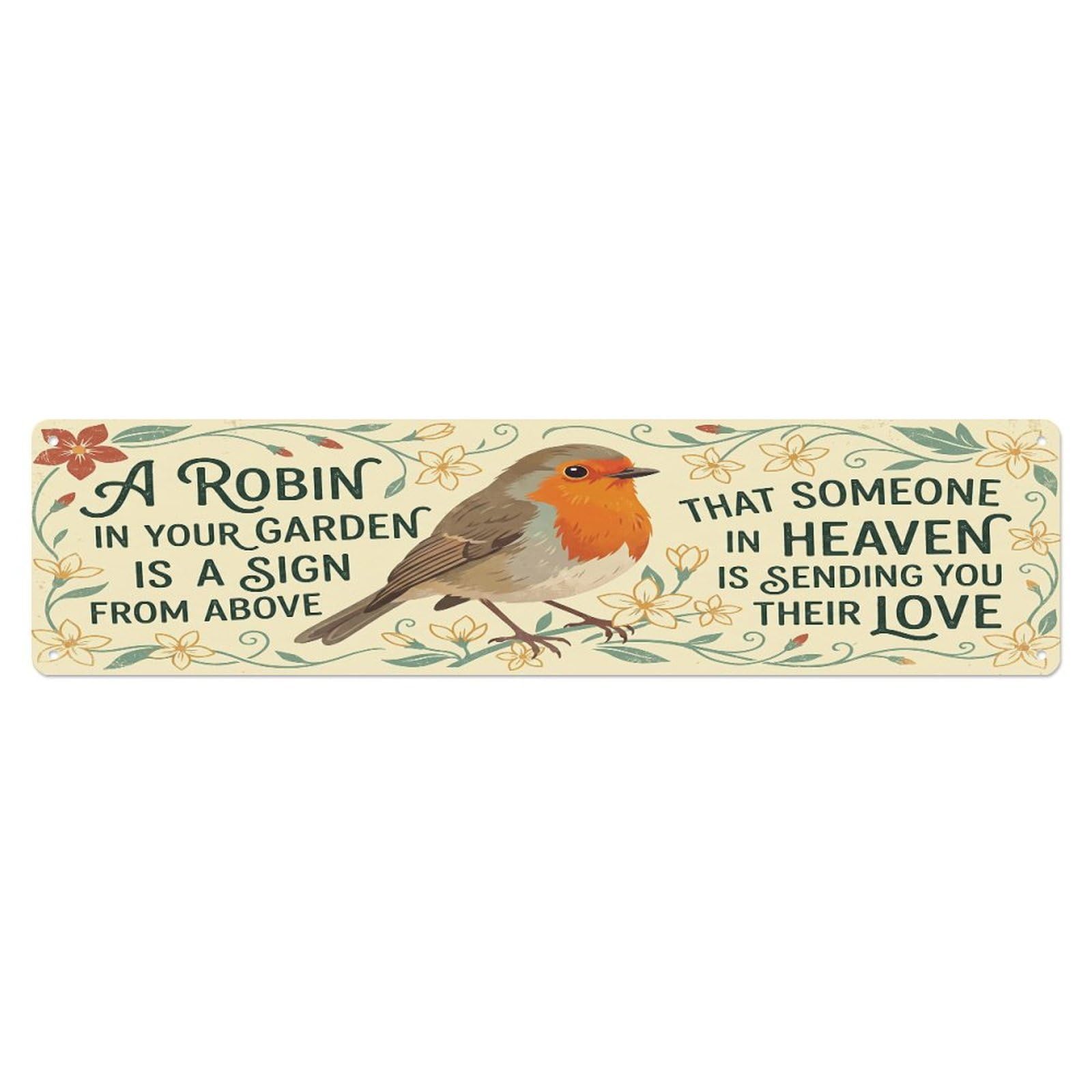 European Robin Heaven Love Jasmine Metal Tin Sign