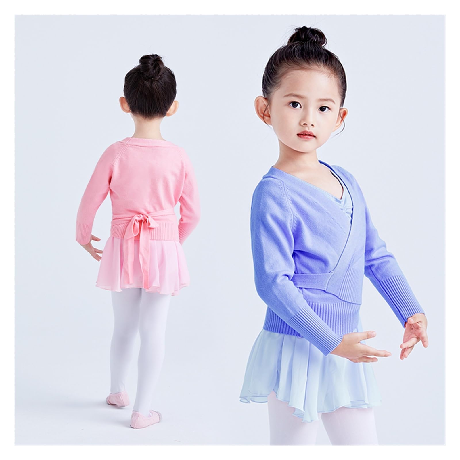 Cache-coeur Danse Classique Fille - Manches Longues - Devant Croisé Avec Ceinture - En Coton Doux - Pour Ballet, échauffement, Automne-hiver - Rouge - Taille 150 - 7