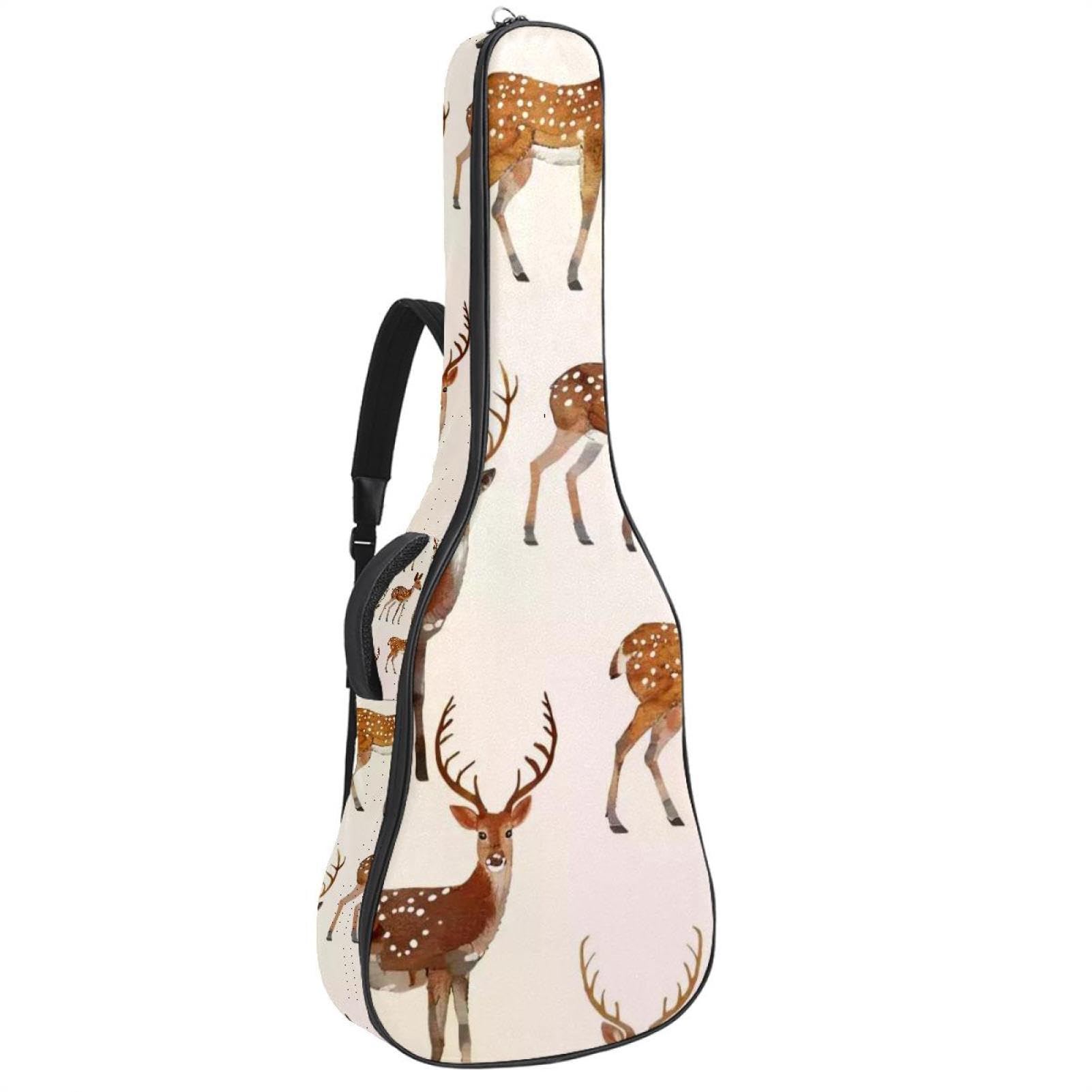 43 Zoll Akustikgitarre Softcase mit Rucksackgurt und 2 Taschen Sika Hirsch Keine Polsterung Rucksack Wasserdicht Oxford Tuch Bassgitarre Gigbag für Konzertgitarre, mehrfarbig,
