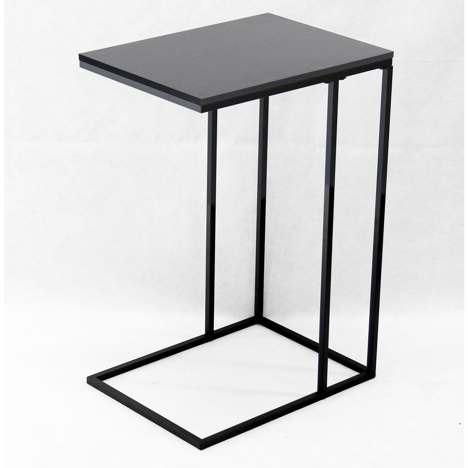 Livhome C Shaped Sofa Table, Under Sofa Side Table, C Table End Table for Couch, Slide Under Sofa Table for Living Room or Bedroom (Black)