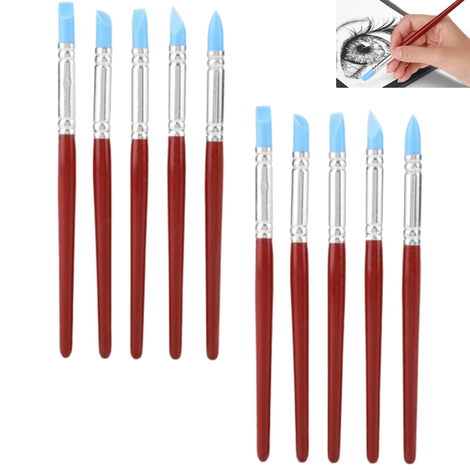Outils de sculpture argile souple et pinceaux d'artiste en silicone 10pcs