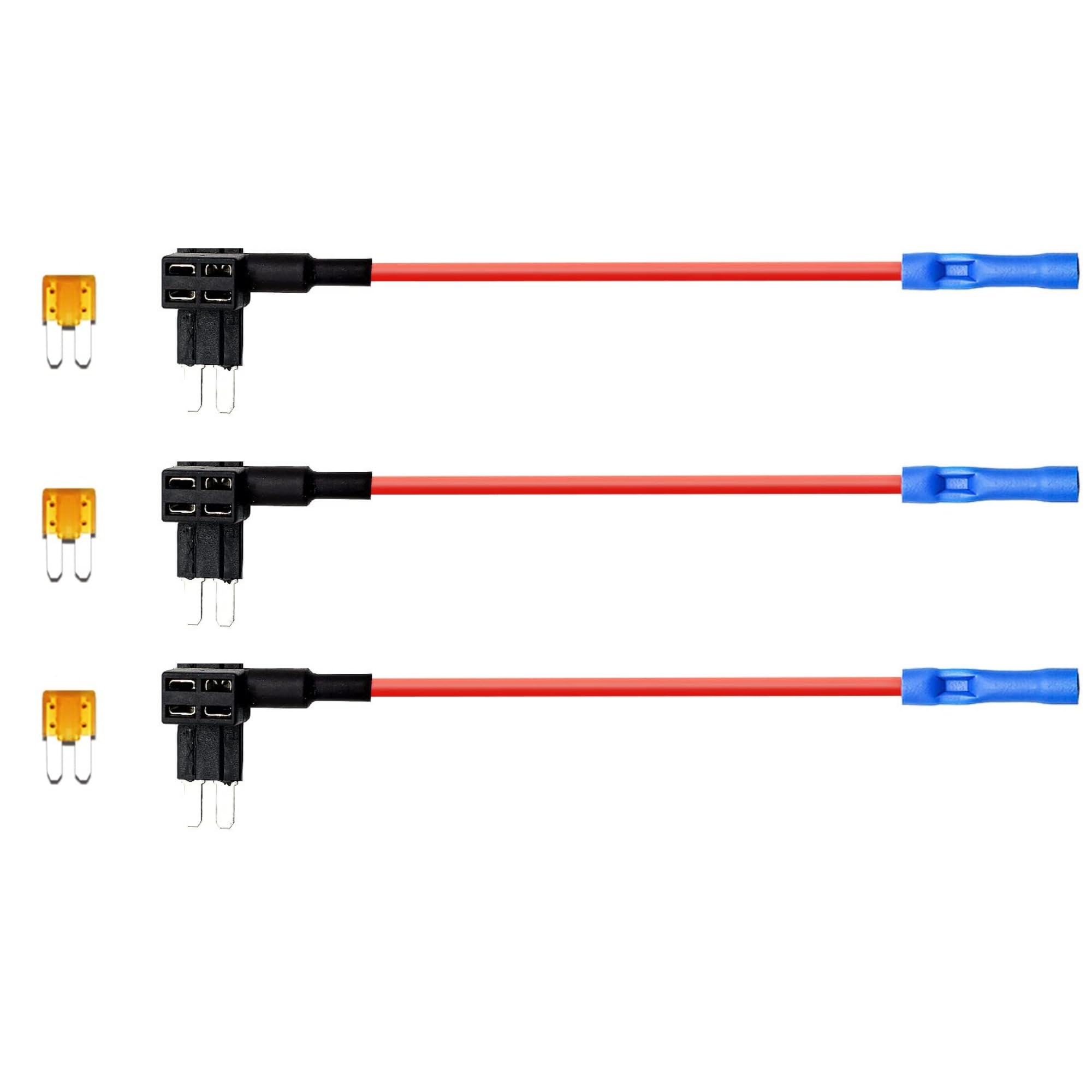 KMH 12V Micro2 Fuse Tap Adapter Kit Add-A-Circuit with Dual Slot Holder for Micro2 Blade Car Fuses, Easy Installation, Universal for Cars, SUVs, Trucks, Motorcycles, DIY (Pack fo 3)