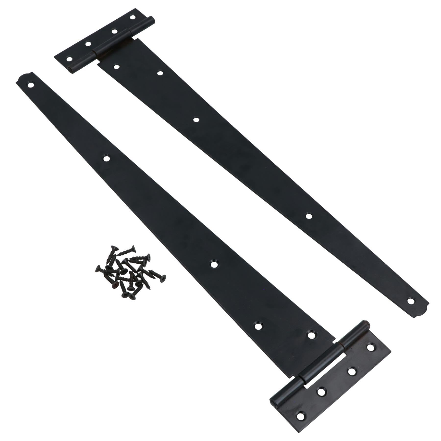18in / 450mm Heavy Duty T Tee Hinges for Shed + Garden Gates Black Finish 2pc