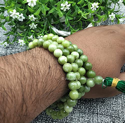 Green Jade Buddhist Prayer Beads Japa Mala With 108 Meditation Beads (Without Knots) #TOP5