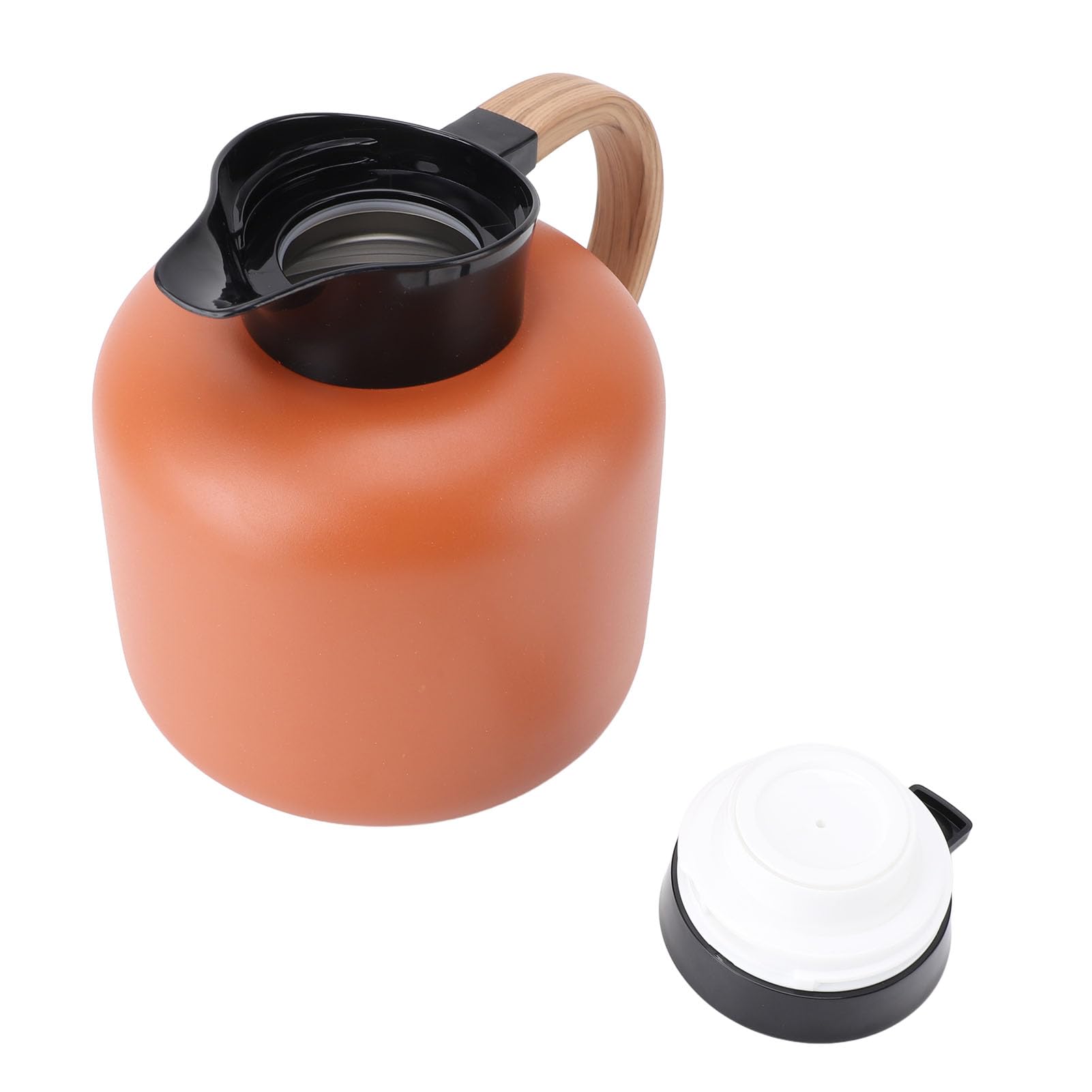 2L Stainless Steel Thermal Coffee Carafe, 24 Hours Heat Retention, Leakproof Insulated Coffee Pot Dispenser for Coffee, Tea, Hot Water with Duckbill Shaped Kettle, Orange