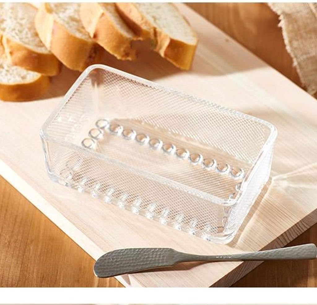 Butter Dishes Glass Clear Transparent Butter Dish With Lid Simple Flour Box Butter Storage Box Kitchen Refrigerator Freshness Box Butter Container