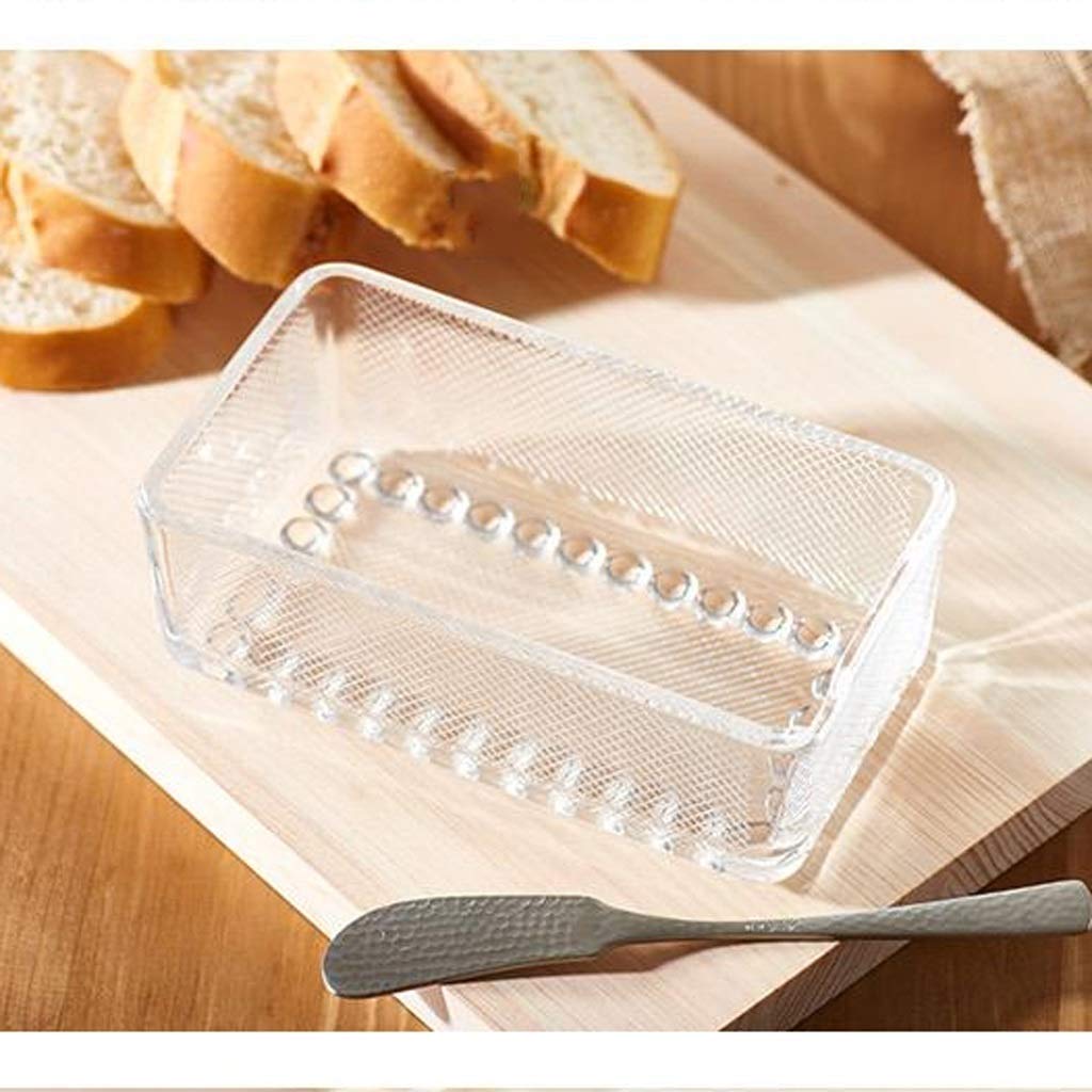 Butterdose Glas Klar Transparent Butterdose mit Deckel, Einfache Mehlbox Butter Aufbewahrungsbox Küche Kühlschrank Frischebox