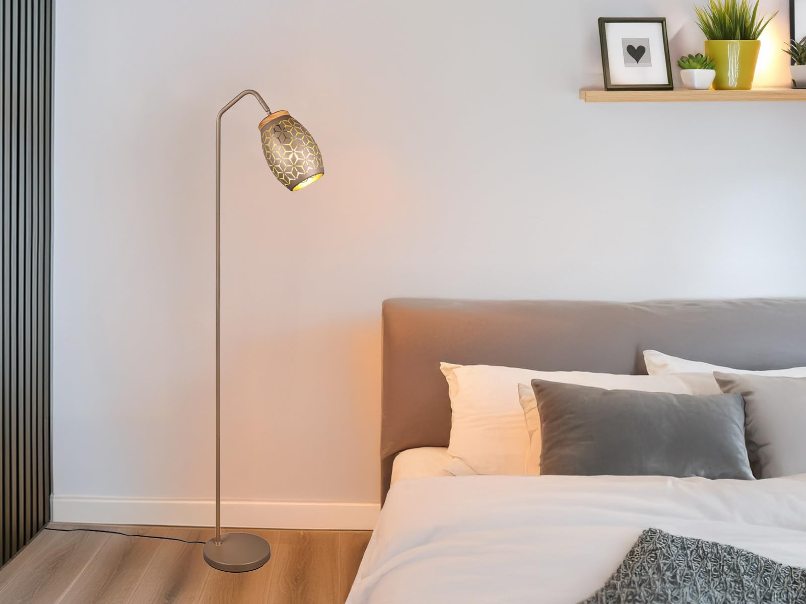 meineWunschleuchte Steh-lampe mit besonderem Stanzmuster Coffee Gold