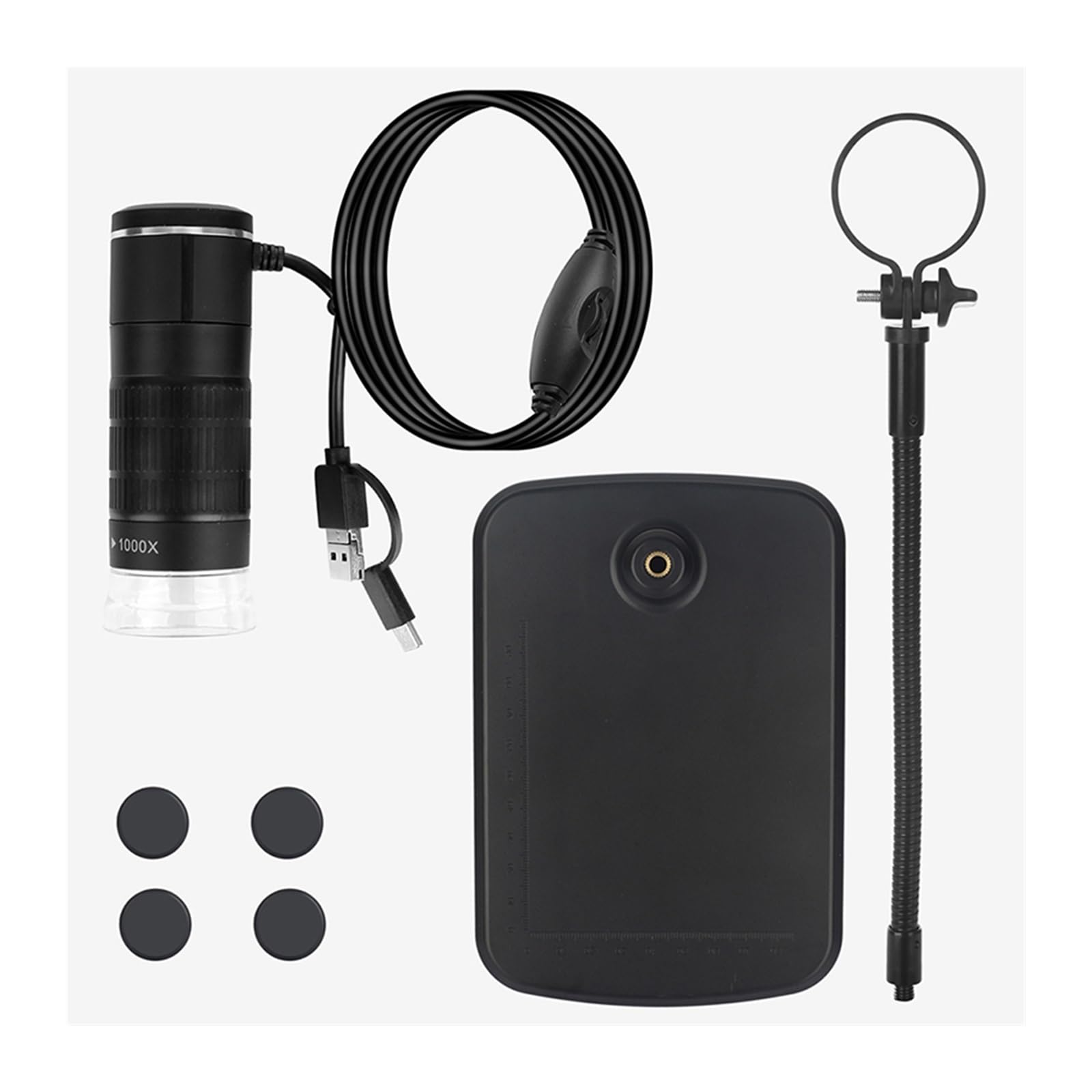 1000X 3in1 USB Digital Microscope Type-C Electronic Camera 8 LED Magnifier Adjustable Magnification With Stand
