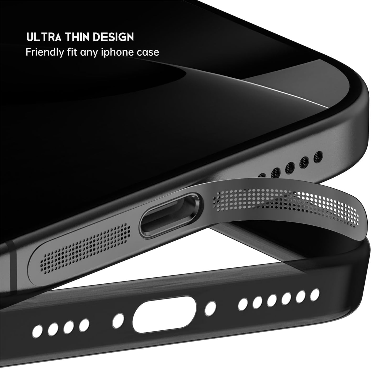 Mizi Lot De 4 Autocollants Adhésifs Anti-poussière En Métal Pour IPhone 16/15/14/13/12 Series – Noir