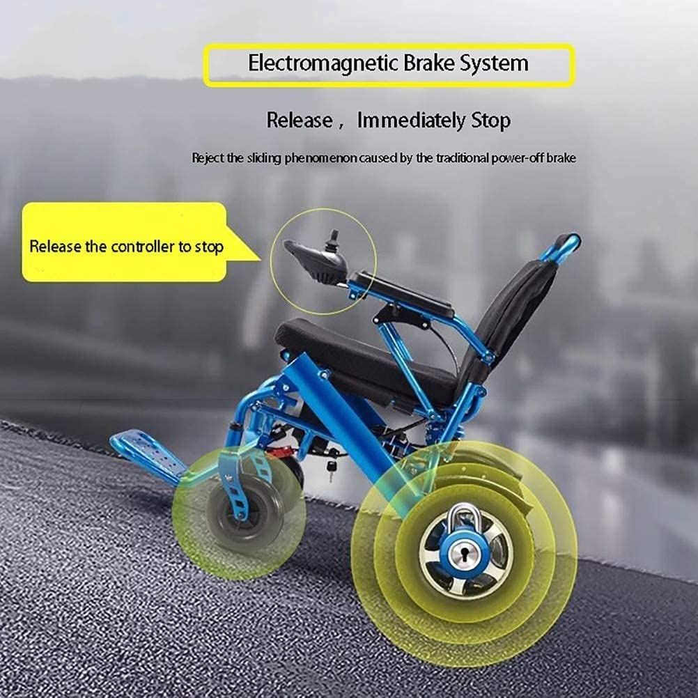 Sedia Rotelle Elettrica Pieghevole Leggera Sedia Rotelle Motorizzata Elettrica per Impieghi Gravosi con Telecomando, Sedia Rotelle per Aiuti alla Mobilità per Anziani Disabili Blue