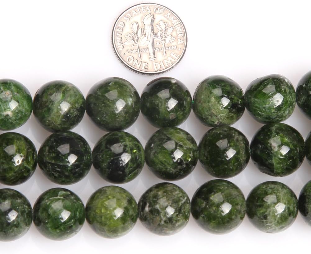 GEM-Inside AAA Grade Green Diopside Gemstone Loose Beads Natural Round 12mm Crystal Energy Stone Power for Jewelry Making 15''