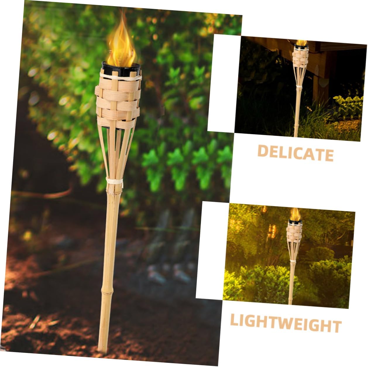 Outdoor Bamboo Torch Handheld Oil Lamp for Garden Decoration Rustic Style Lantern for Weddings Parties and Festivals Lightweight Compact Durable Bamboo Design for Outdoor Use