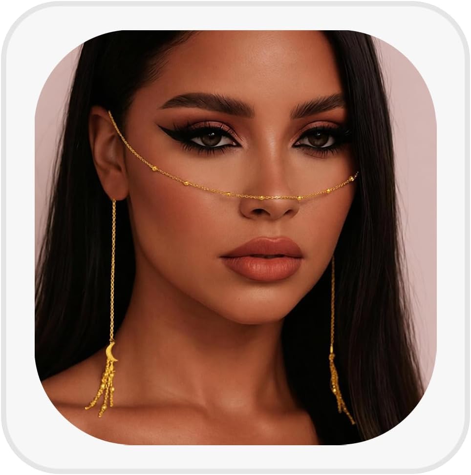 Face Chain for Women Nose Chains Vintage Pearl Chain Accessories Trendy Body Chain Party Costume Prom Jewelry