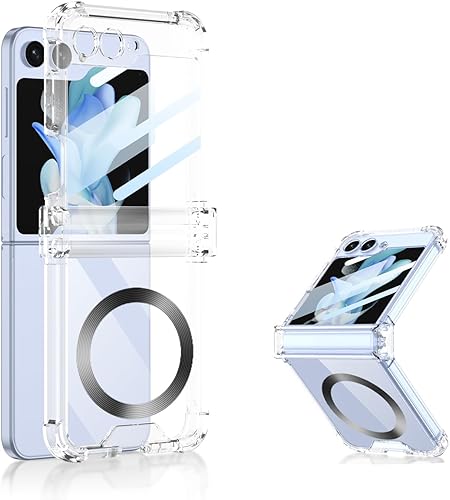 Funda magnética integrada con protector de pantalla para Samsung Galaxy Z Flip 5 4, compatible con MagSafe, protección de bisagra completa, cubierta