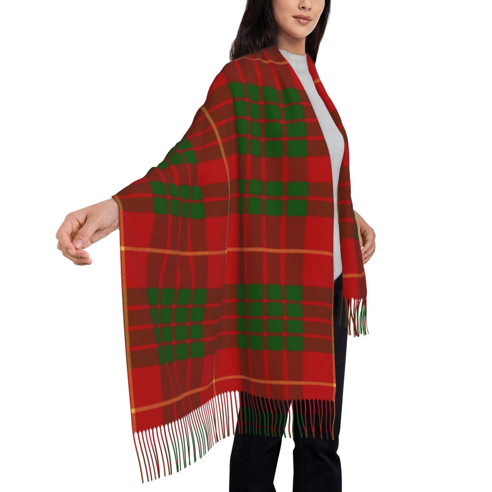 peiyeety Scottish Clan Cameron Tartan Plaid Scarf for Women Plaid Soft Cashmere Feel Pashmina Shawl Wraps, Cozy and Lightweight for Daily & Holiday Wear