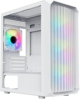 CiT Saturn Airflow Micro-ATX PC Gaming Case M/ATX with Front Grill & Mesh Front Panel & Tempered Glass Side Panel with 3 Front Infinity ARGB Fans & 1 Rear Infinity ARGB Fan Included | White