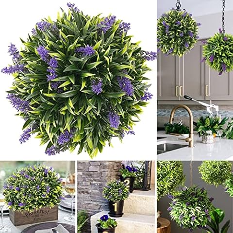 Gobograss Artificial Lavender Flower Topiary Ball 2pcs Cover