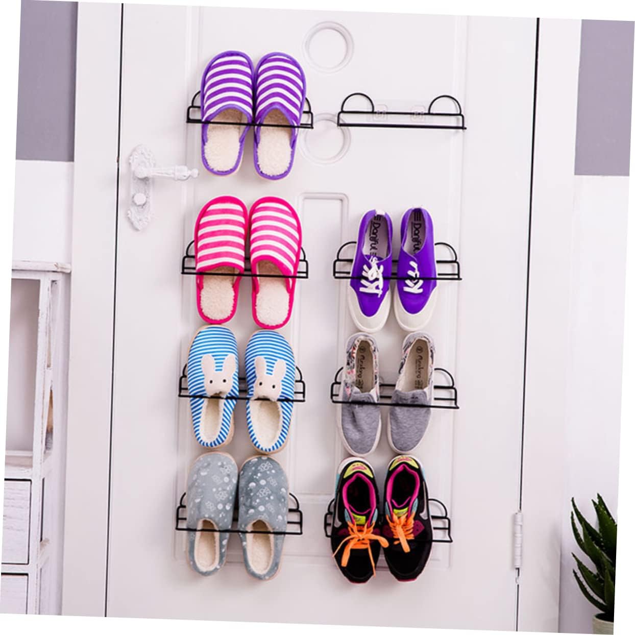 Wall Hanging Shoe Rack Black Single Layer Metal for Sandals Sneakers