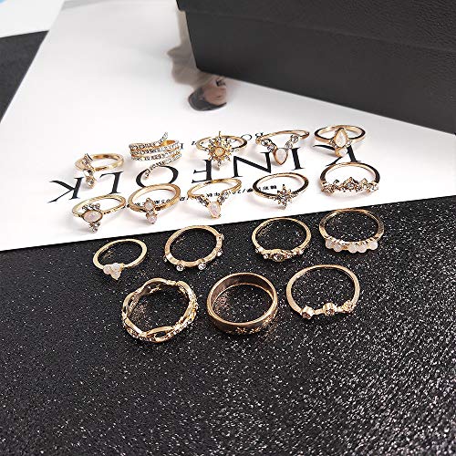 Vitaltyextracts Crystal Kunckle Finger Ring Set Boho Stackable Rhinestone Gold Joint Nail Ring Anillo Set4