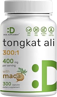Tongkat Ali Extract 300:1 400mg & Maca Root 400mg | 300 Capsules, Ultra Strength Longjack (Eurycoma Longifolia) + Peru Maca – Non-GMO, Herbal Supplement for Men Health, Performance, & Energy