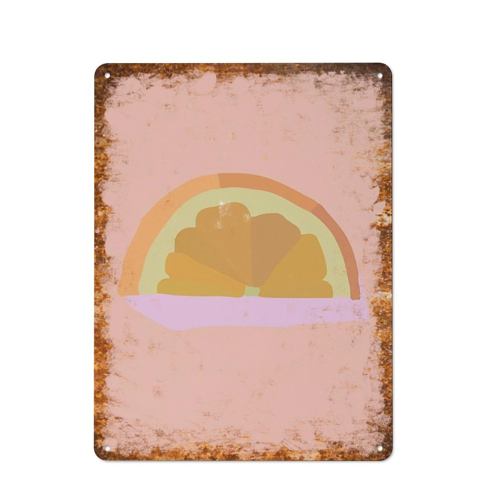 peiyeety Metal Tin Sign Citrus Slice On Pink Background Pattern Vintage Rustic Wall Art Kitchen Bathroom Bedroom Living Room Cafe Farmhouse Office Garage Home Bar Laundry Room Porch Patio 8x12 Inch