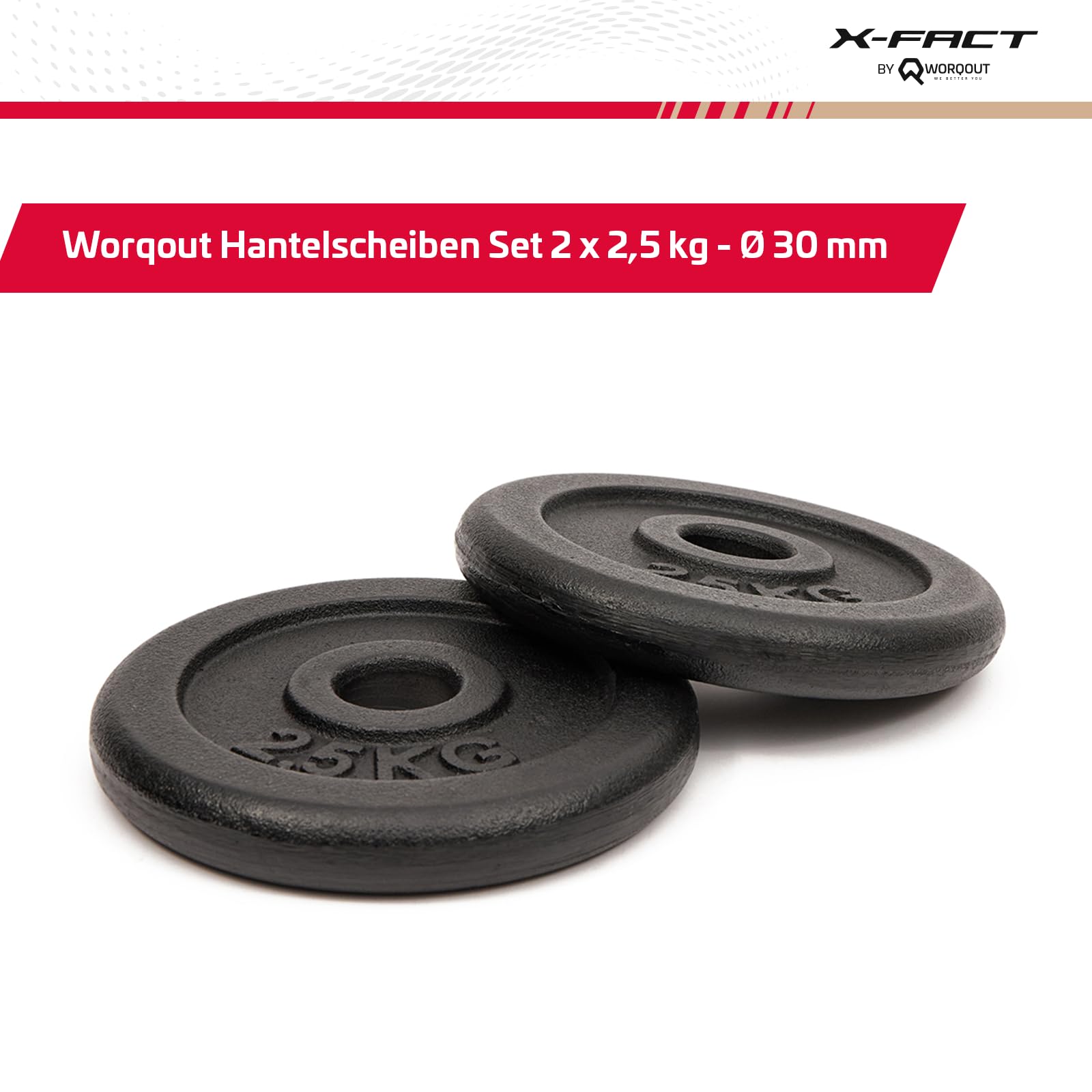 Set di dischi per pesi – 2 x 2,5 kg di peso, Ø 30 mm, in ghisa per allenamento della forza
