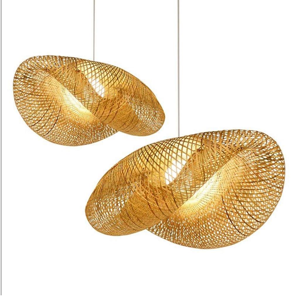 COCOL Vintage Rattan Lampe Wohnzimmer Pendelleuchte E27 Hängeleuchte Bambus Retro Deckenlampe Industrial Lampen Pendellampe Design Höhenverstellbar Kronleuchter Esszimmer Studie Cafe Leuchten,80cm