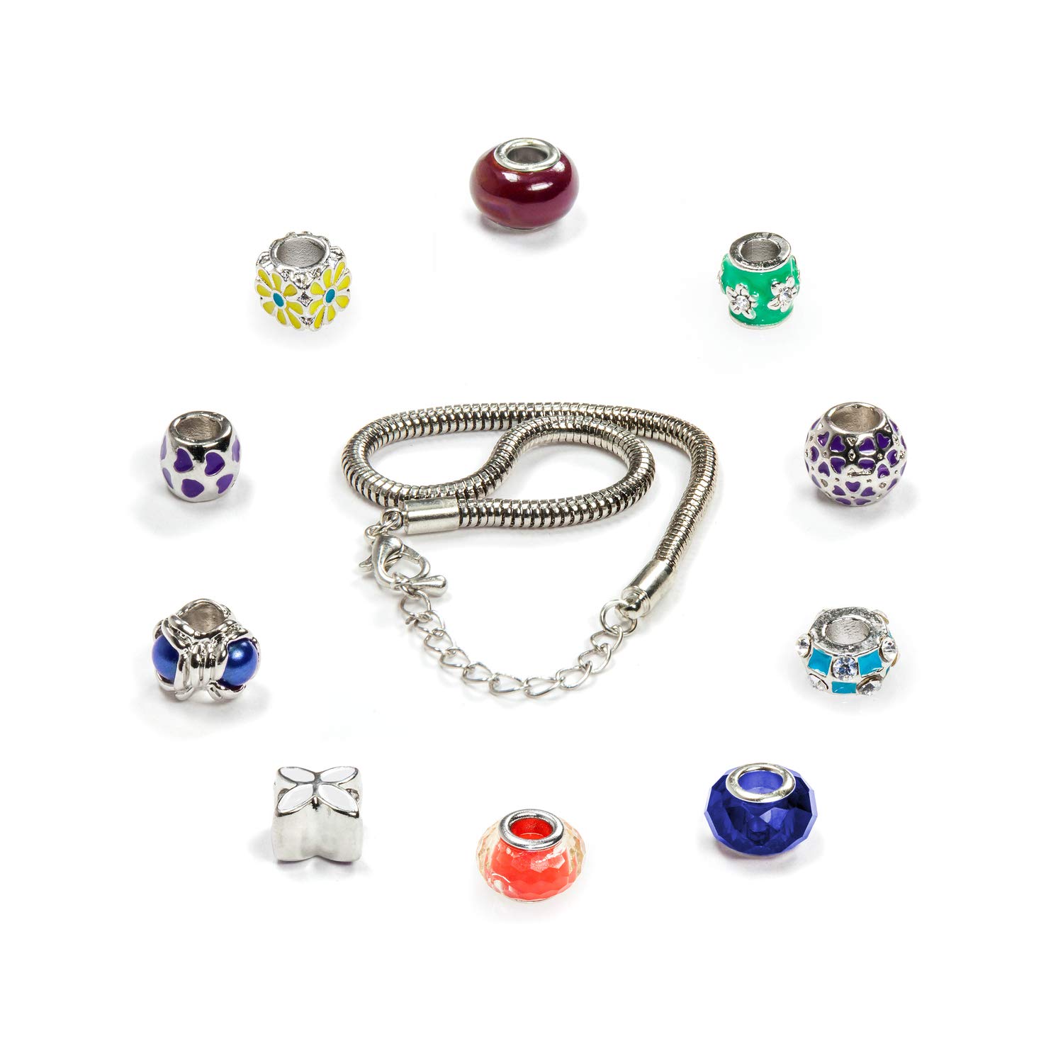 Merry Christmas Mode-Schmuck Adventskalender 2025 mit Halskette, Armband + 22 individuelle Perlen-Anhänger aus Glas & Metall, Geschenkidee für Mädchen, bunt, 24-teilig (1 Set)