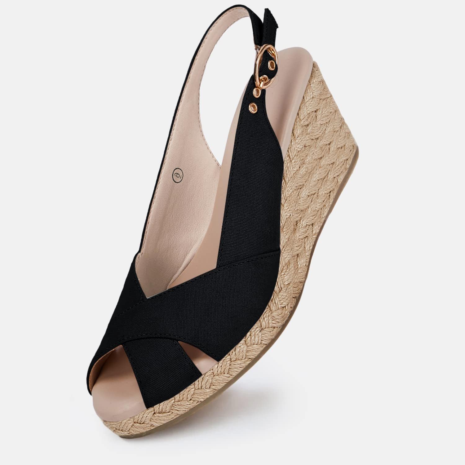 gihubafuil Women's Platform Wedges Sandals Open Toe Buckle Slingback Espadrilles Cross Band Slip-on High Heels