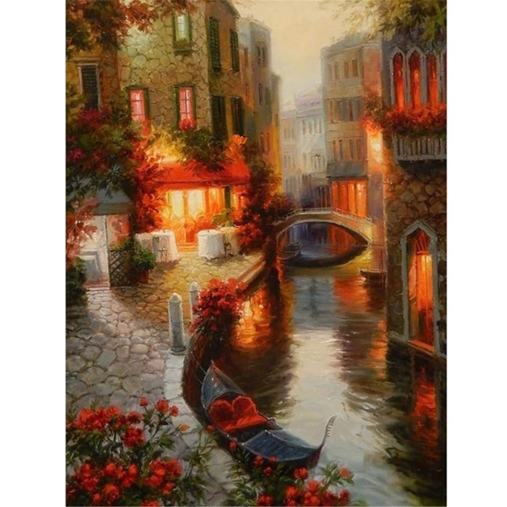 Diamond painting square drill grand format 50x70cm kit complet paysage maritime en strass