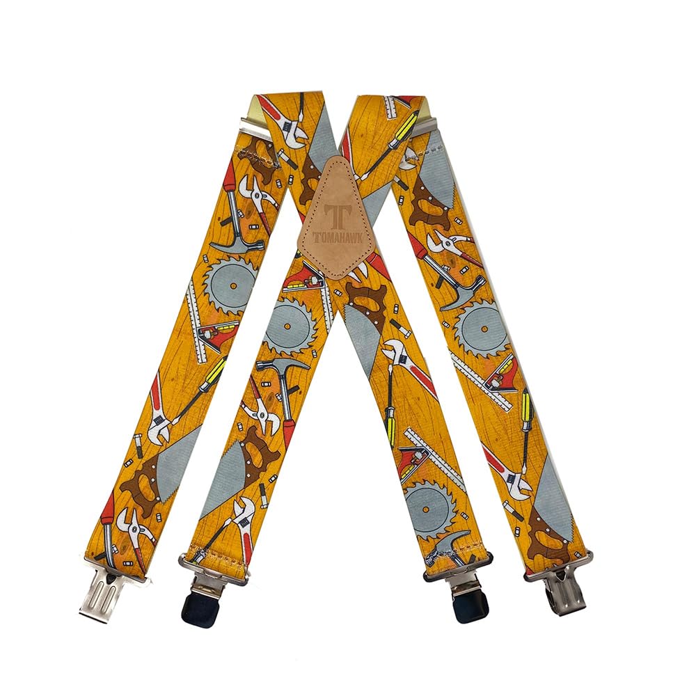 Tomahawk Tools Unisex Carpenters Pattern Tomahawk Heavy Duty Braces, Adjustable, Suspenders, Strong Clasp (Carpenters Pattern)