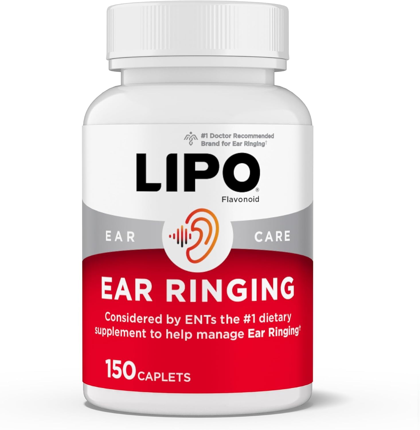 Ear Ringing, Doctor-Recommended for Ringing Ears, Clinically Proven Lemon Bioflavonoid Complex with Vitamins C, B1, B2, B6, B12, & Calcium, 150 Caplets